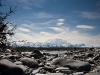 Blick auf den Mount McKinley vom Fluss aus ...